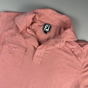 FootJoy FJ Mens Small Performance Golf Polo Shirt Salmon Pink Stretch EUC